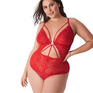 Lane Bryant Lace Heart Bodysuit in Adrenaline Rush 18/20